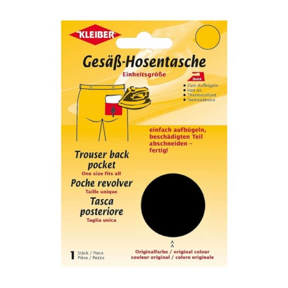 Kleiber Gesäß-Hosentasche (19 x 13 cm / schwarz / aufbügelbar)