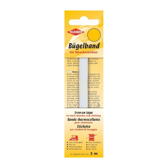 Kleiber Etiketten-Bügelband (weiß/ 3 m x 1 cm)