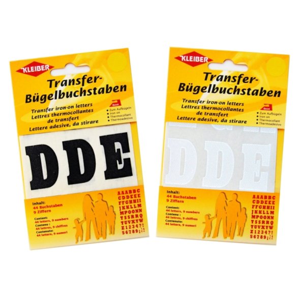 Kleiber Transfer-Bügelbuchstaben (2 Farben/ 44 Buchstab./ 9 Ziffern/ 8 Sonderzei./ 3,5 x 3 cm)