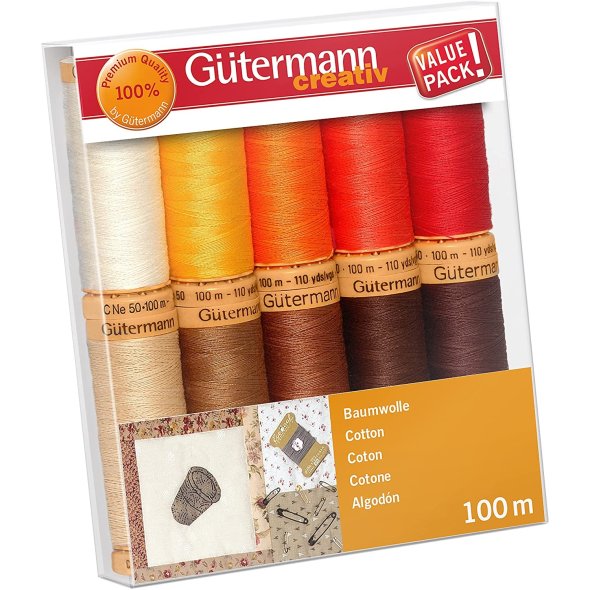 Gütermann Baumwolle Nähfaden-Set-4 (10 Farben/ 100 m)