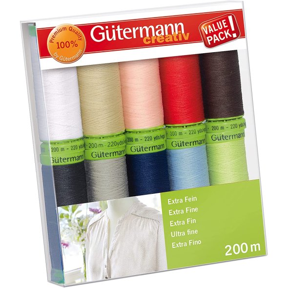 Gütermann  Extra Fein Nähfaden-Set-1 (10 Farben/ 200 m)