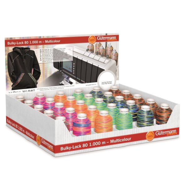 Gütermann Display Bulky-Lock No.80 Multicolour-2 (6 Farben/ 30 x 1000 m)