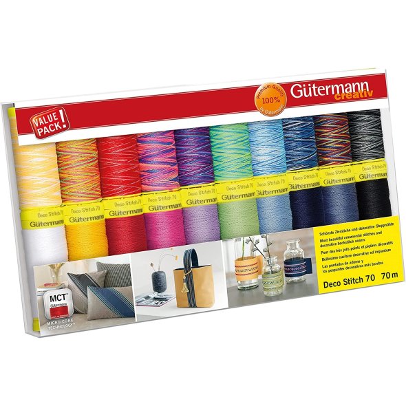 Gütermann  Deco Stitch Nähfaden-Set-1 (20 Farben/ 70 m)