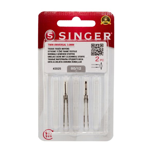 Singer Zwillingsnadel Stärke 80/ 3,0/ System 130/ 705H-ZWI/ 2 Nadeln