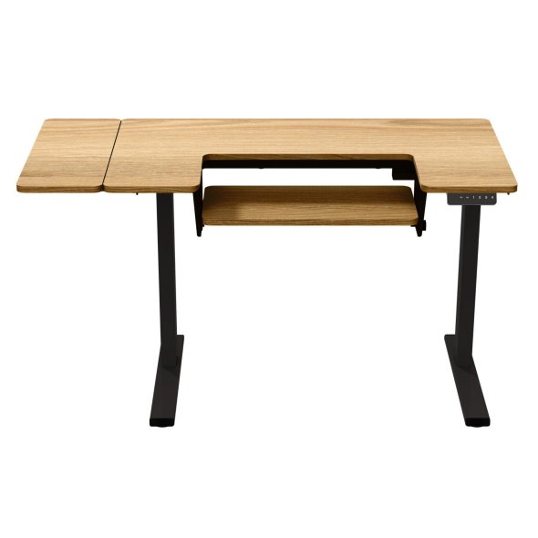 Semplix Hobby- und Nähtisch elektrisch höhenverstellbar mit Ausschnitt (schwarz/ Eiche-Design)