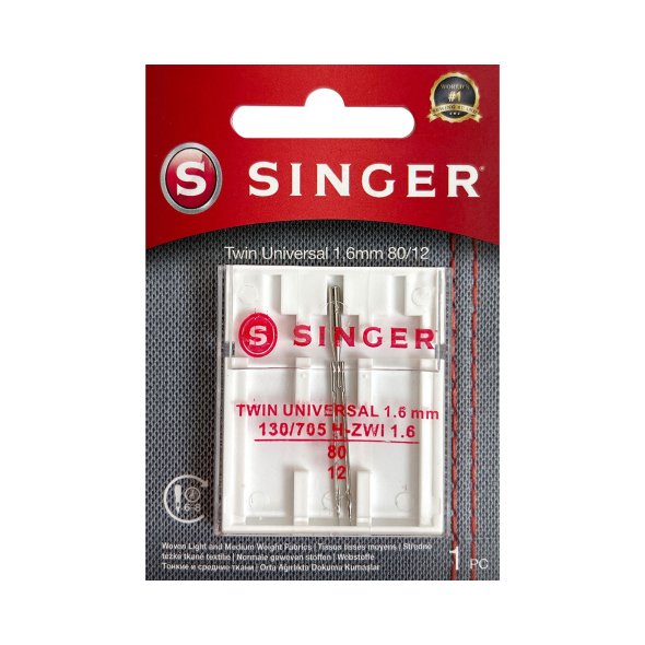 Singer Zwillingsnadel Universal Stärke 80/ 1,6 mm/ System 130/ 705H-ZWI/ 1 Nadel