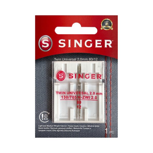 Singer Zwillingsnadel Universal Stärke 80/ 2,0 mm/ System 130/ 705H-ZWI/ 1 Nadel