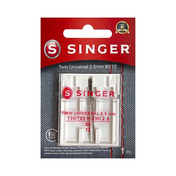 Singer Zwillingsnadel Universal Stärke 80/ 2,5 mm/ System 130/ 705H-ZWI/ 1 Nadel