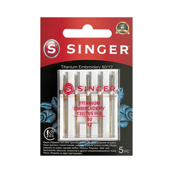Singer Titanium Embroidery Stärke 80/ System 130/ 705H-E/ 5 Nadeln