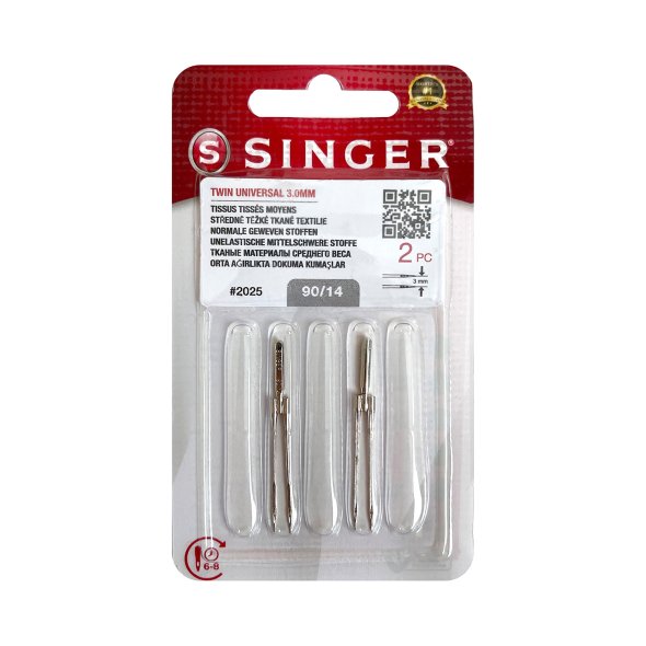 Singer Zwillingsnadel Universal Stärke 90/ 3,0 mm/ System 130/ 705H-ZWI/ 2 Nadeln