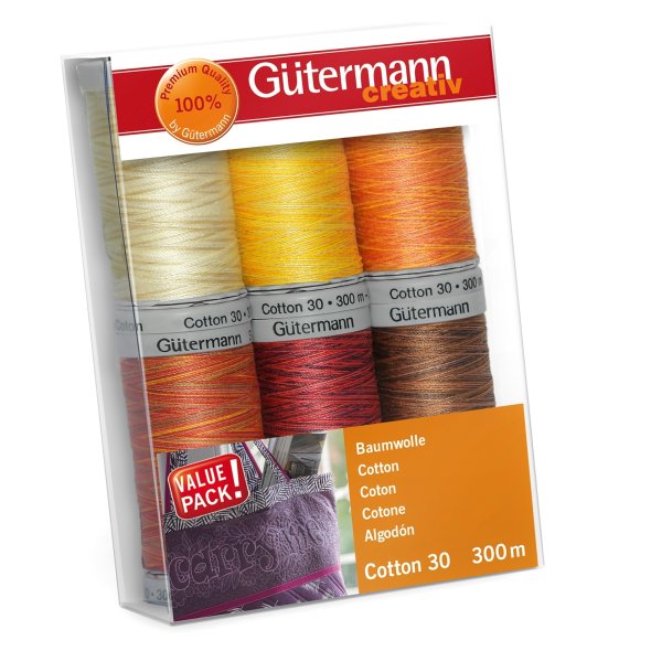 Gütermann Nähfaden-Set 734022-2 Cotton 30 (6 Spulen/ 300 m)