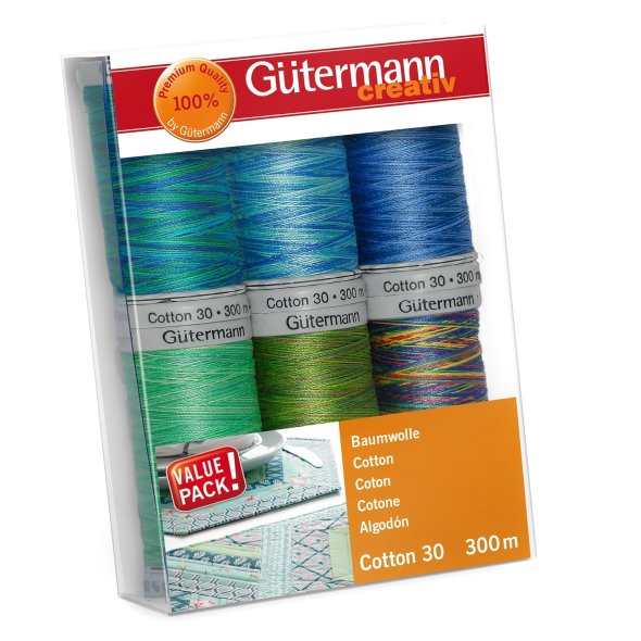 Gütermann Nähfaden-Set 734022-3 Cotton 30 (6 Spulen/ 300 m)