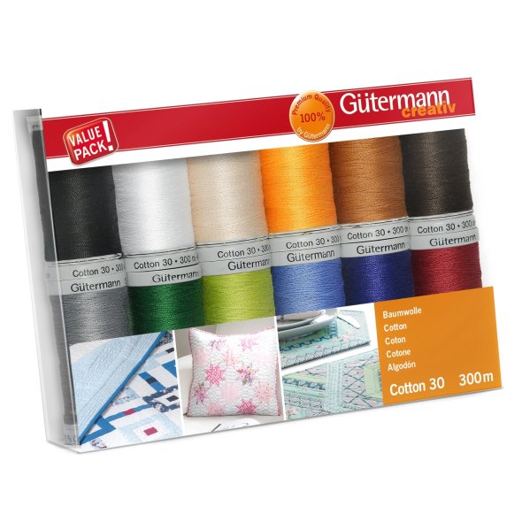 Gütermann Nähfaden-Set 734023-1 Cotton 30 (12 Spulen/ 300 m)
