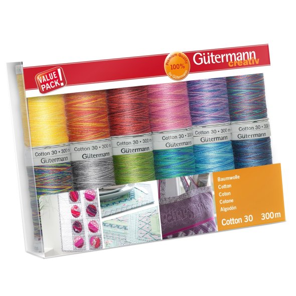 Gütermann Nähfaden-Set 734023-2 Cotton 30 (12 Spulen/ 300 m)