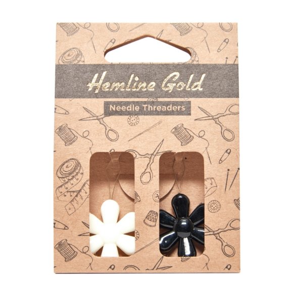 Hemline Gold Nadeleinfädler Blumen (2 St./ 1 x schwarz/ 1 x  weiß)