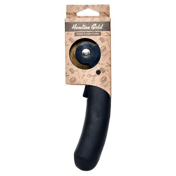 Hemline Gold Rollschneider mit Softgriff (45 mm/ schwarz/ gold)