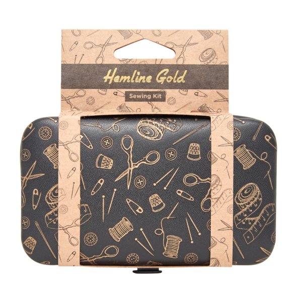 Hemline Gold Premium-Nähset Reiseset (12 x 7 x 2,5 cm / schwarz/ gold)