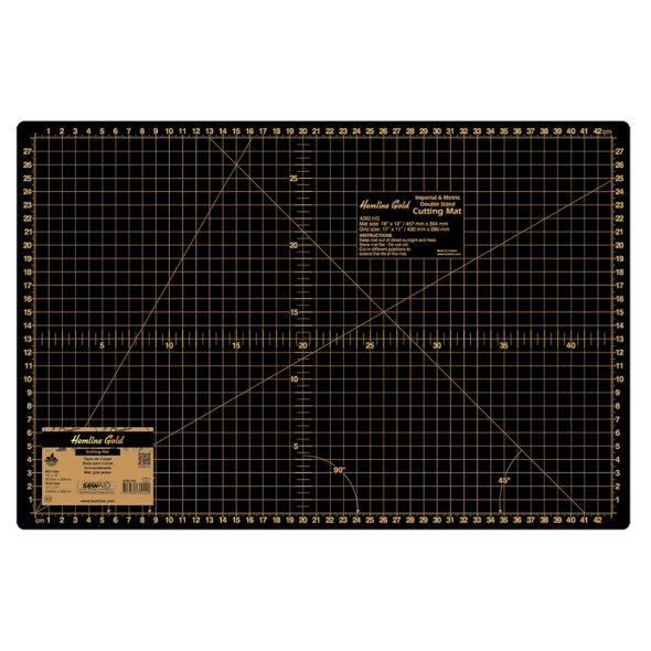 Hemline Gold Schneidematte A3 (45 x 30 cm/ inch + cm/ schwarz/ gold)