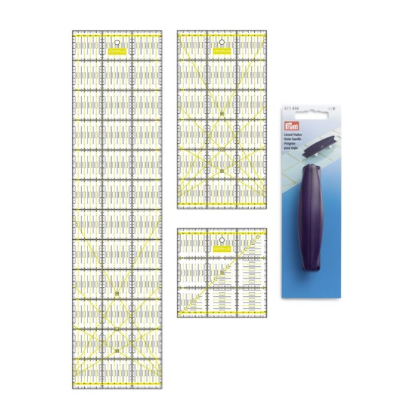 Semplix Patchwork Lineal Set kleines Bundle cm gelb + GRATIS Prym Lineal-Halter mit Saugnäpfen