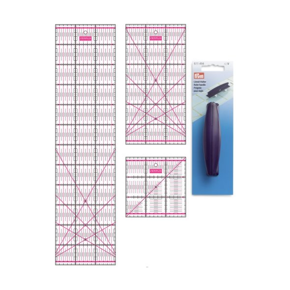 Semplix Patchwork Lineal Set kleines Bundle cm pink + GRATIS Prym Lineal-Halter mit Saugnäpfen