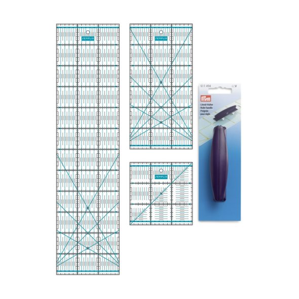 Semplix Patchwork Lineal Set kleines Bundle cm türkis + GRATIS Prym Lineal-Halter mit Saugnäpfen