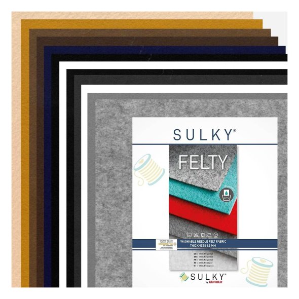 SULKY Felty - Stickfilz 12 Bögen (Polyester/ 1,5 mm/ hell/ dunkel)
