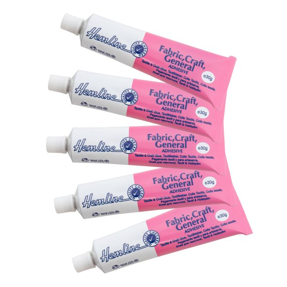 Hemline Textilkleber 5er Pack (5 x 30g/ inkl. 3 Düsenaufsätze)