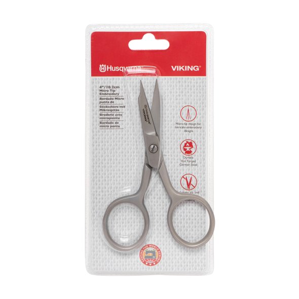 Husqvarna Viking Stickschere Mikrospitze (10,2 cm/ 4"/ silbergrau-matt)