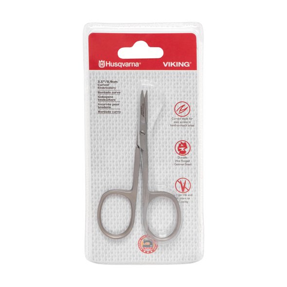 Husqvarna Viking gebogene Stickschere (8,9 cm/ 3,5"/ silbergrau-matt)