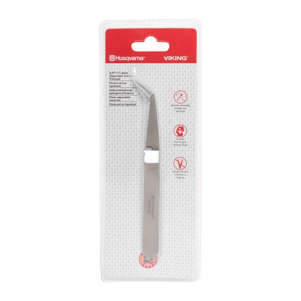 Husqvarna Viking gebogene Pinzette (11,4 cm/ 4,5"/ silbergrau-matt)