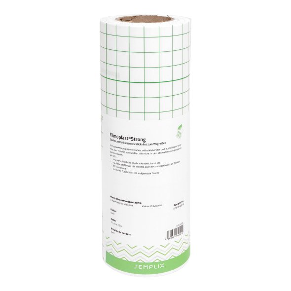 Semplix Filmoplast® Strong (0,33 m x 25 m/ selbstkl.Stickvlies zum Wegreißen/ weiß)