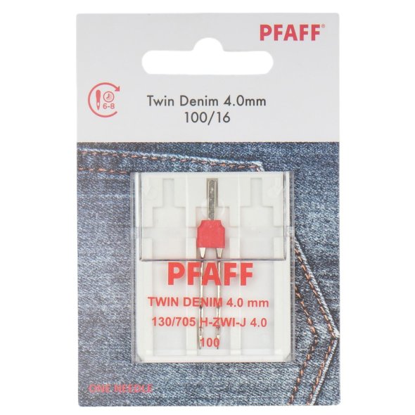 Pfaff Jeans-Zwillingsnadel Stärke 100/ 4 mm/ System 130/ 705H-ZWI-J/ 1 Nadel