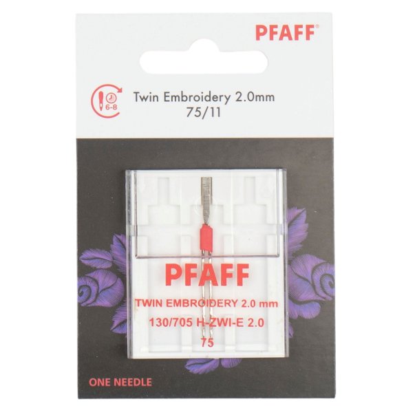 Pfaff Embroidery-Zwillingsnadel Stärke 75/ 2 mm/ System 130/ 705H-ZWI-E/ 1 Nadel