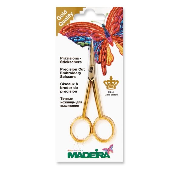 Madeira Präzisions-Stickschere (vergoldet/ gebogene Spitze/ 10,5 cm)