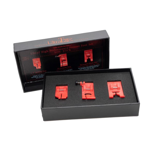 Klassé Ultra T Antihaft-Nähfuß-Set (3 Nähfüße/ rot)