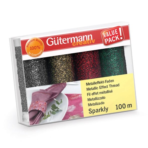 Gütermann Metalleffektfaden-Set Sparkly Col.3 (4 Farben/ 100 m)