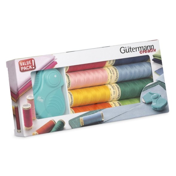 Gütermann Allesnäher-Set + Prym Klapp-Rollschneider (8 Farben/ 100 m)