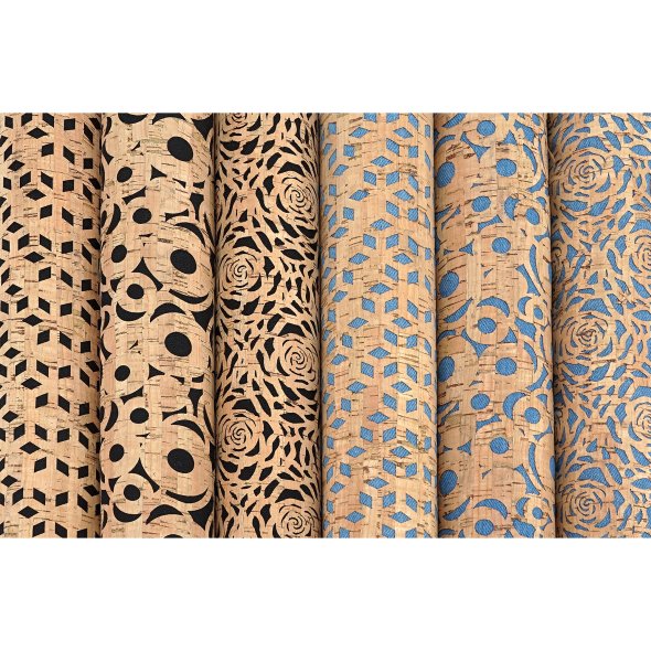 Korkstoff "Cut Out" ( 0,60 x 1,35 m/ versch. Designs)