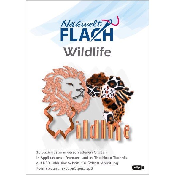 Nähwelt Flach Stickmuster USB Wildlife (10 Stickmuster)