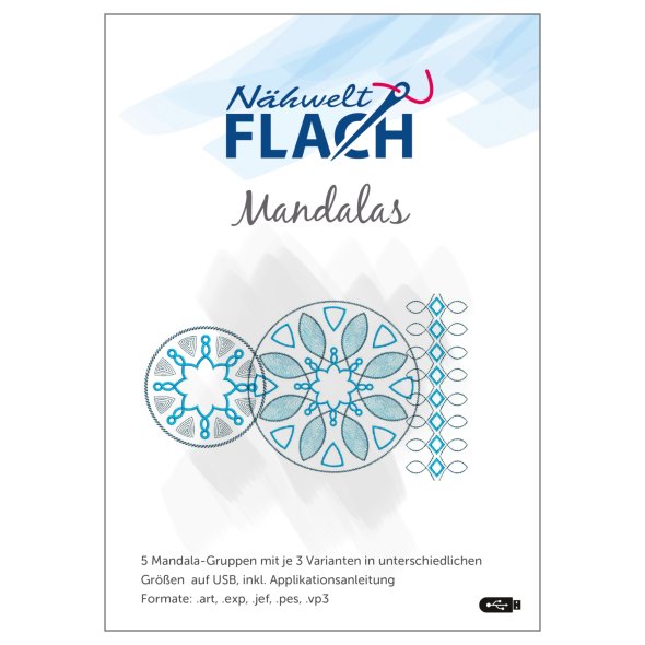Nähwelt Flach Stickmuster USB "Mandalas" (5 Mandala-Gruppen/ je 3 Varianten)