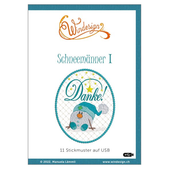 Windesign Stickmuster USB "Schneemänner I" (11 Stickmotive)