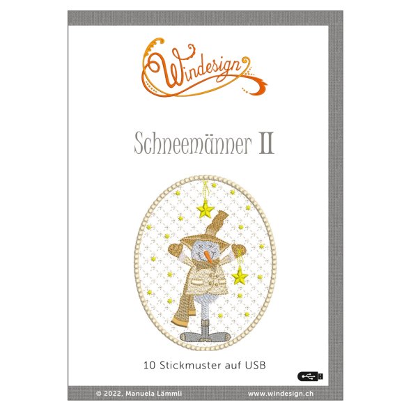 Windesign Stickmuster USB "Schneemänner II" (10 Stickmotive)