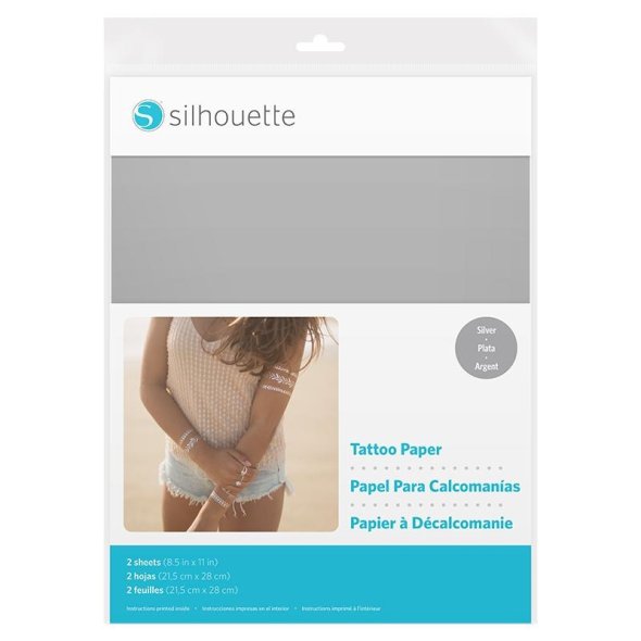 Silhouette Tattoo-Papier bedruckbar (2 Bögen/ 215 x 280 mm/ versch. Farben) Silver
