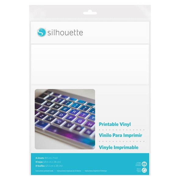 Silhouette selbstklebende Vinylfolie bedruckbar (8 Bögen/ 215 x 280 mm/ weiß)