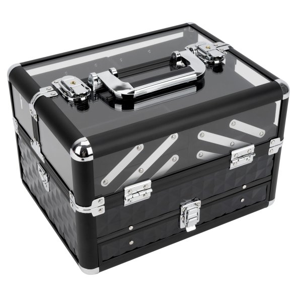 Multi-Box/ Nähkoffer/ Schmuckkasten/ Schminkkoffer (schwarz/ silber)