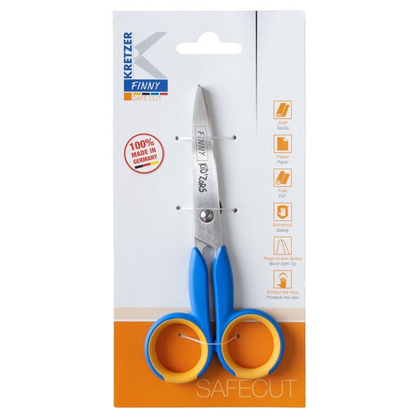Kretzer FINNY SAFECUT KID`ZORS Kinderschere (13 cm 5"/ versch. Farben) Blau-Maisgelb