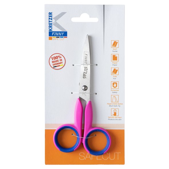Kretzer FINNY SAFECUT KID`ZORS Kinderschere (13 cm 5"/ versch. Farben) Pink-Blau