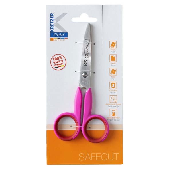 Kretzer FINNY SAFECUT KID`ZORS Kinderschere (13 cm 5"/ versch. Farben) Pink-Rot