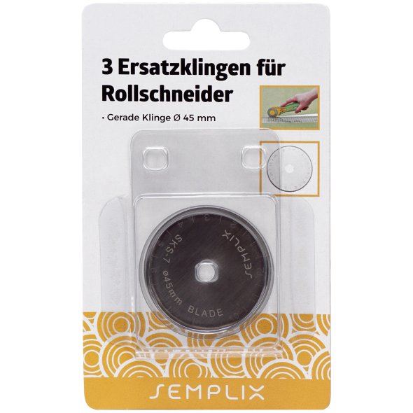 Semplix 3 Ersatzklingen für Rollschneider gerade (45 mm/ 3 St.)