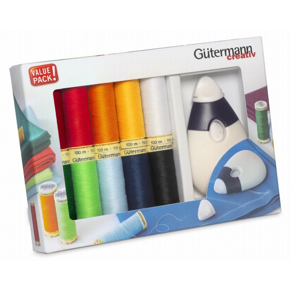 Gütermann Allesnäher + Kreiderad Maus Nähfaden-Set (10 Farben/ 100 m)